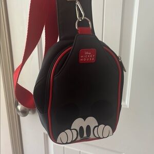 Disney Black and Red Belt Bag with Cartoon Design